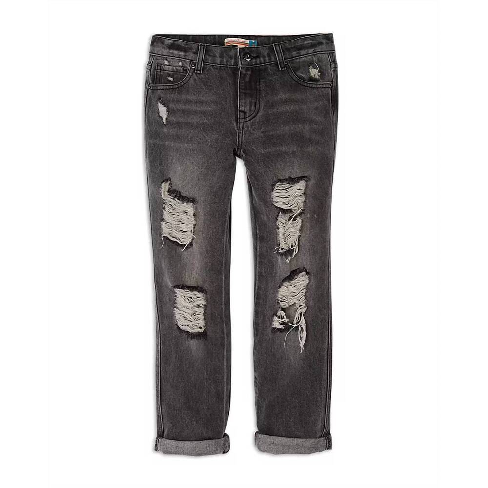 NEW VINTAGE HAVANA girl's distressed boyfriend jeans in vintage black